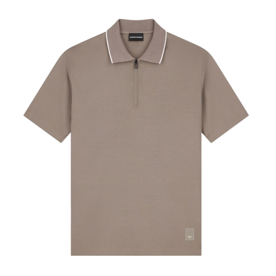 Emporio Armani Lyocell Blend Jersey Beige Polo Shirt