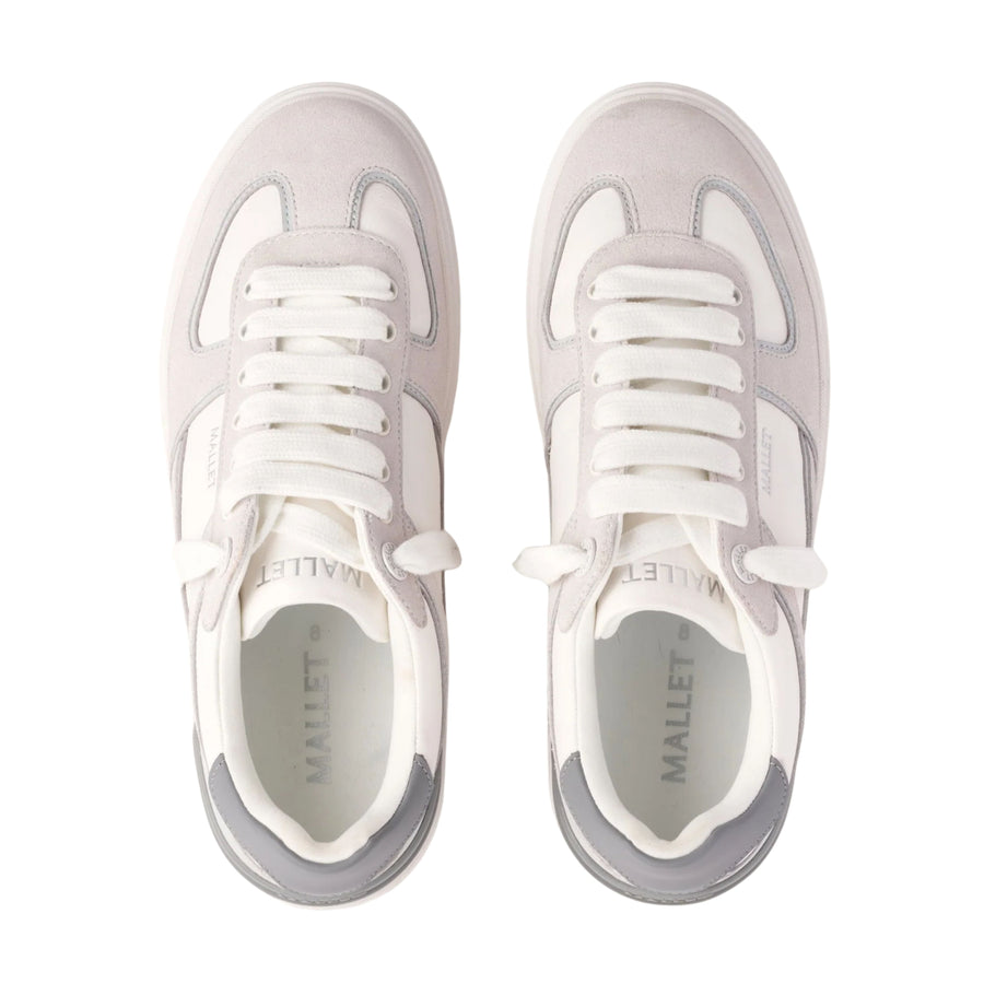 Mallet London Kingsbury Light Grey Leather Trainers