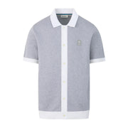 Sandbanks Full-Button Knitted Grey Marl Polo Shirt