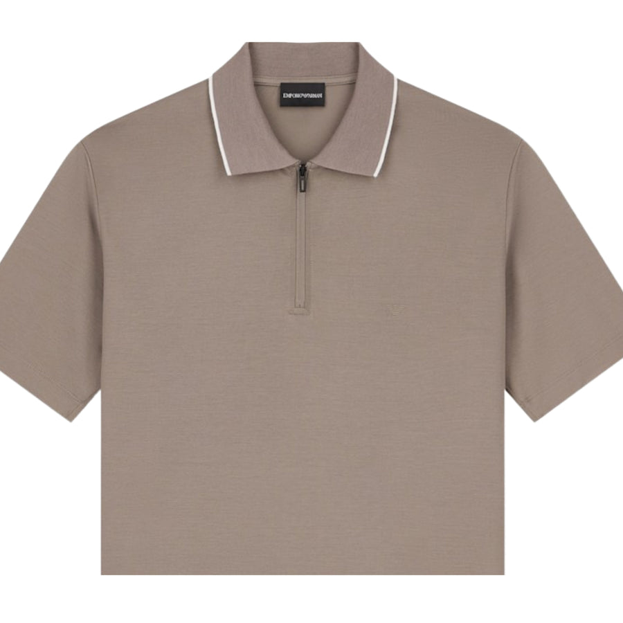 Emporio Armani Lyocell Blend Jersey Beige Polo Shirt