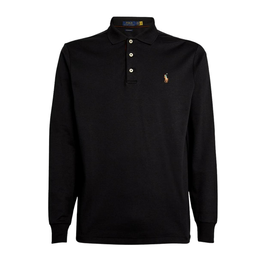 Polo Ralph Lauren Embroidered Pony Black Long Sleeve Polo Shirts