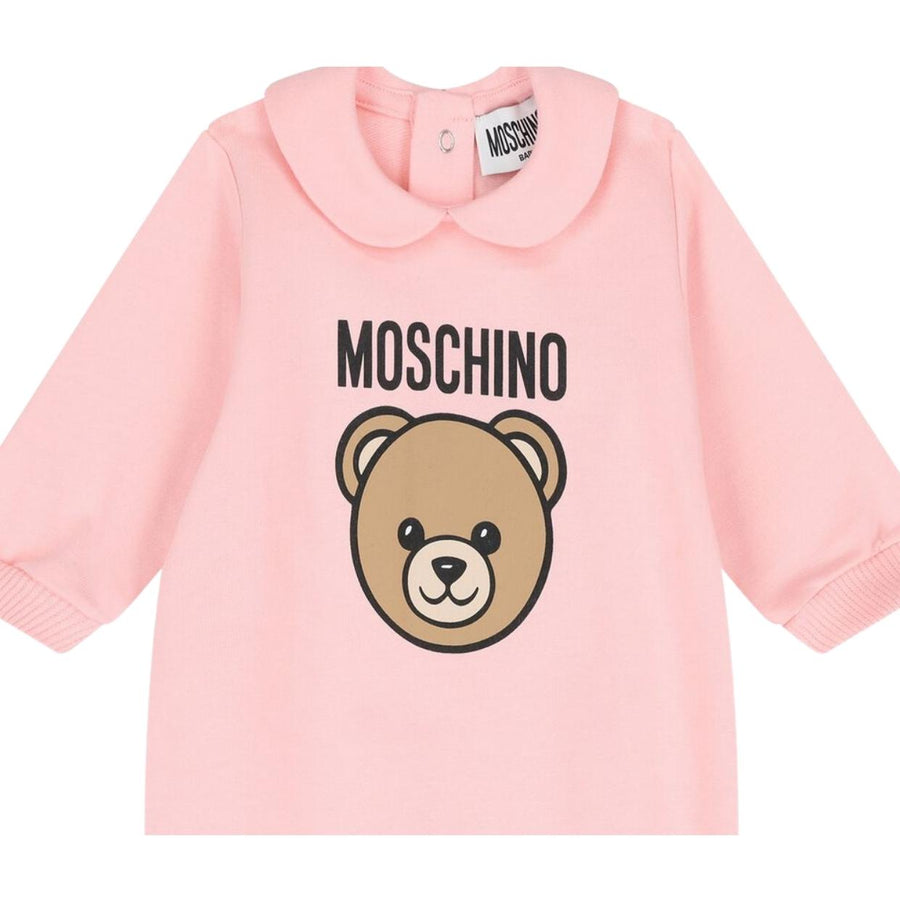 Moschino Baby Print Teddy Bear Pink Babygrow