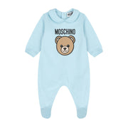 Moschino Baby Print Teddy Bear Sky Blue Babygrow