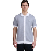 Sandbanks Full-Button Knitted Grey Marl Polo Shirt