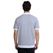Sandbanks Full-Button Knitted Grey Marl Polo Shirt