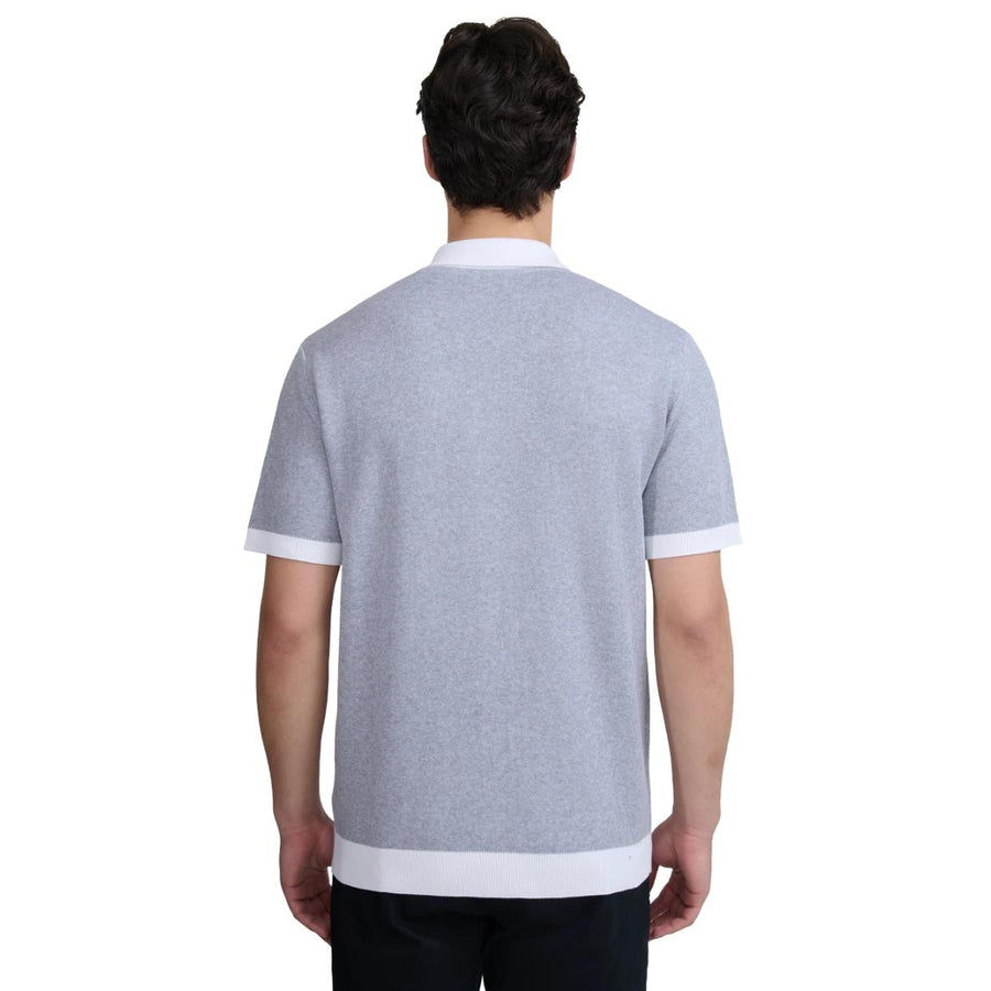 Sandbanks Full-Button Knitted Grey Marl Polo Shirt