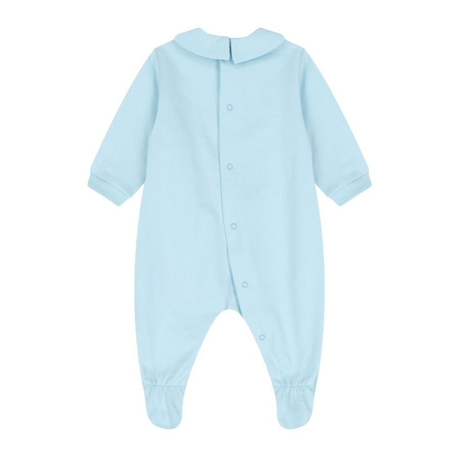 Moschino Baby Print Teddy Bear Sky Blue Babygrow