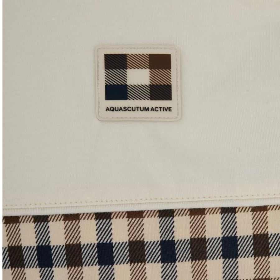 Aquascutum Active Club Check Panel White T-Shirt