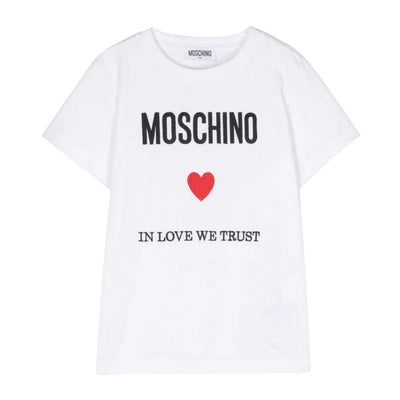 Moschino Kids Embroidered Logo White T-Shirt