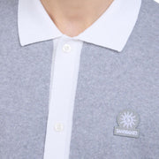 Sandbanks Full-Button Knitted Grey Marl Polo Shirt