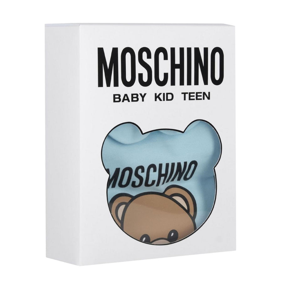Moschino Baby Print Teddy Bear Sky Blue Babygrow