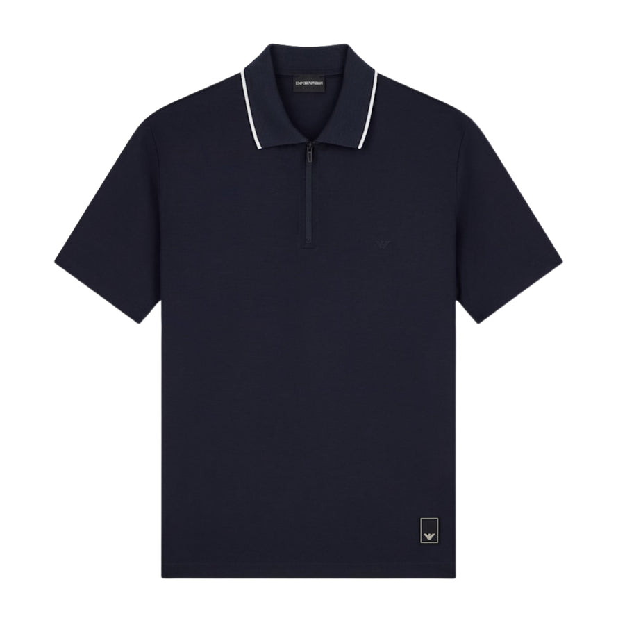 Emporio Armani Lyocell Blend Jersey Navy Polo Shirt