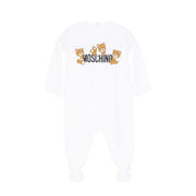 Moschino Baby Print Logo White Babygrow