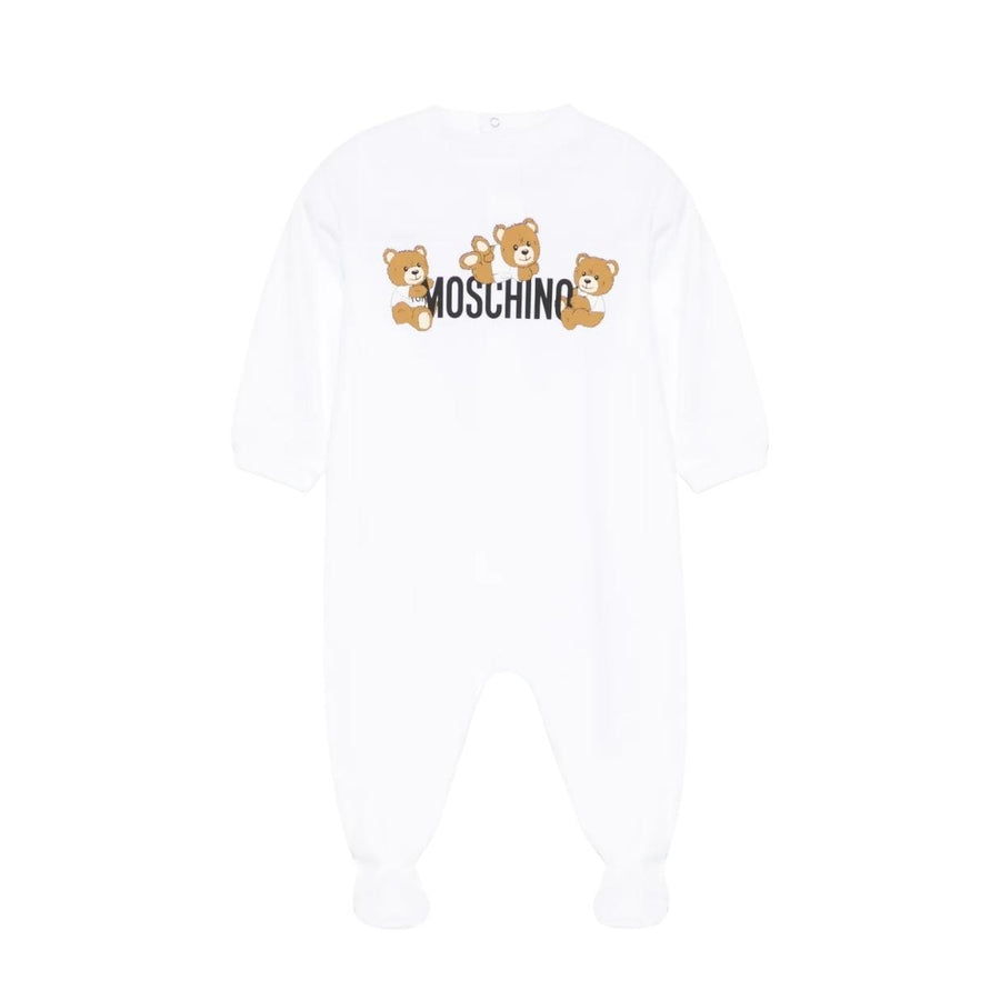 Moschino Baby Print Logo White Babygrow