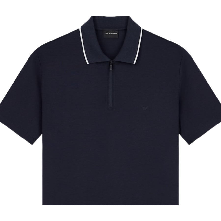 Emporio Armani Lyocell Blend Jersey Navy Polo Shirt