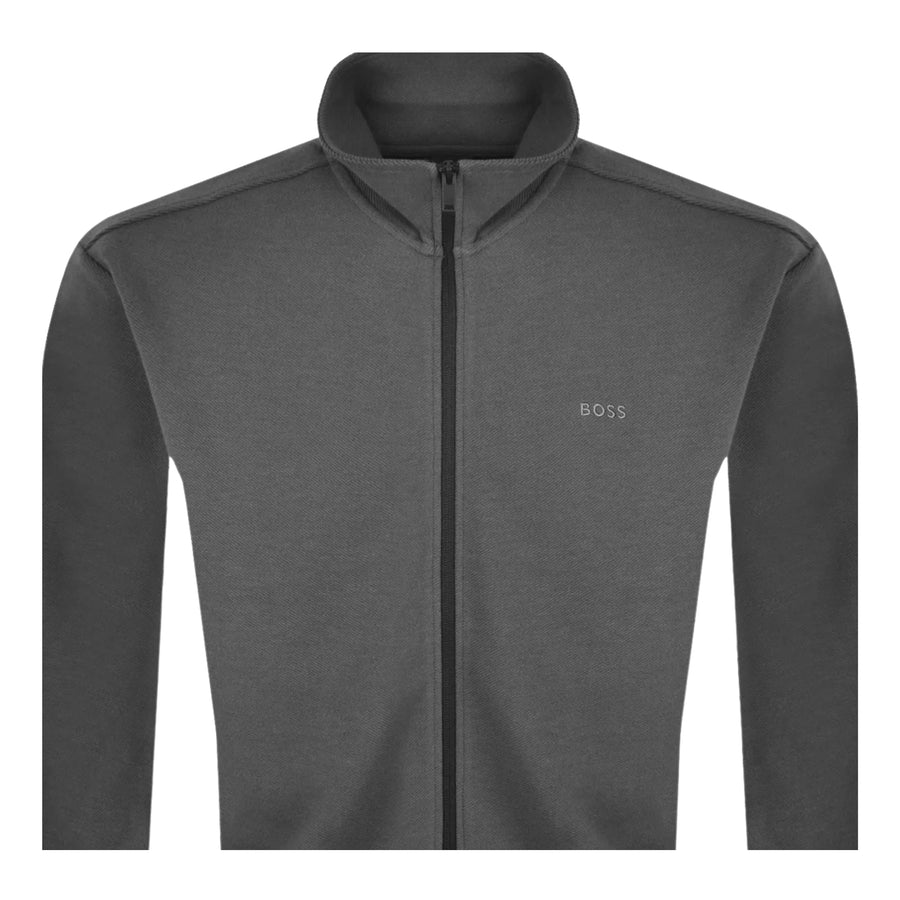 BOSS Embroidered Logo Ze Baltic Grey Zip Sweatshirt