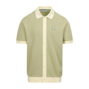 Sandbanks Full-Button Knitted Sage Polo Shirt