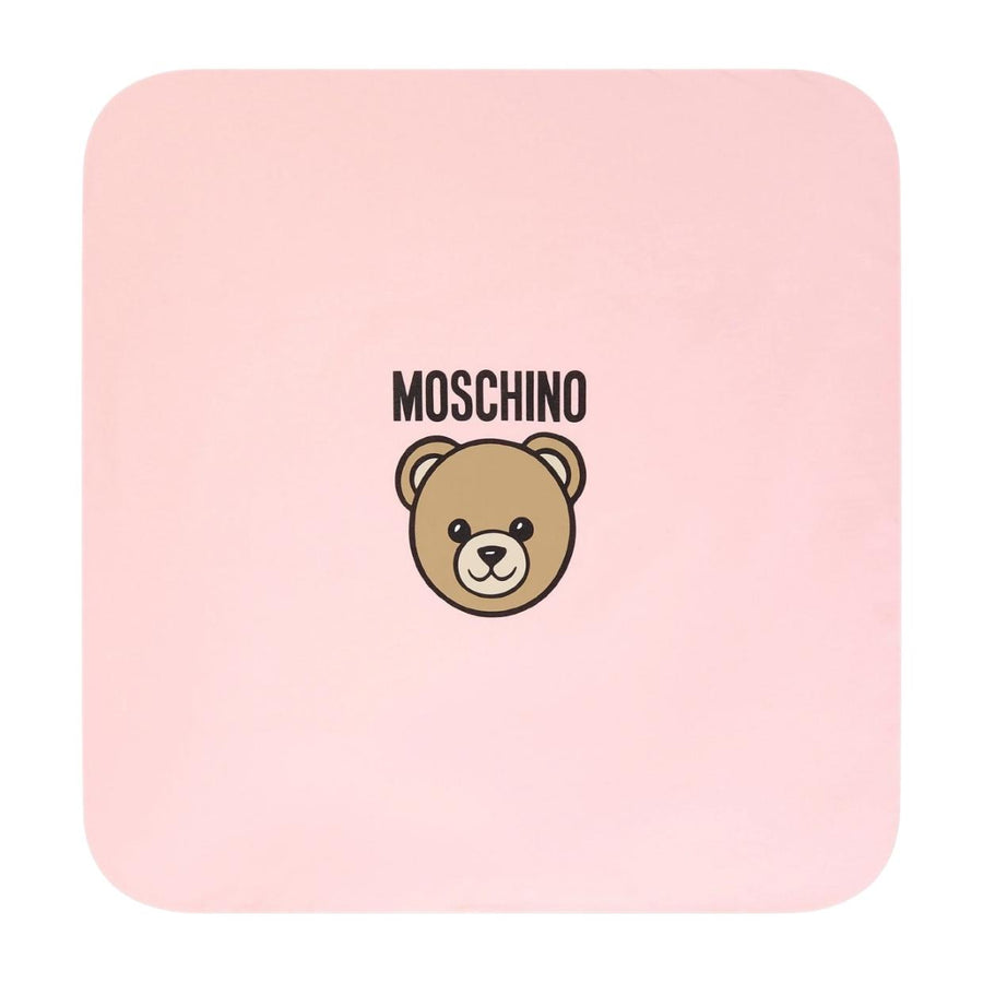 Moschino Baby Print Teddy Bear Pink Blanket