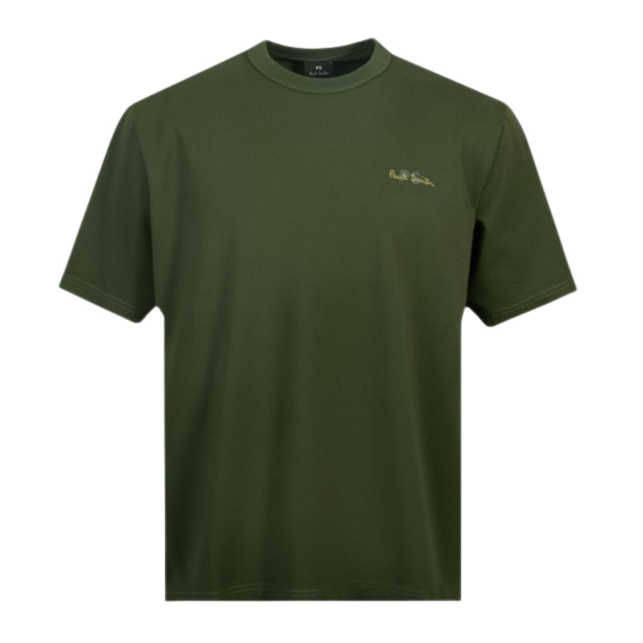 Paul Smith Embroidery Logo Oversized Fit Green T-Shirt