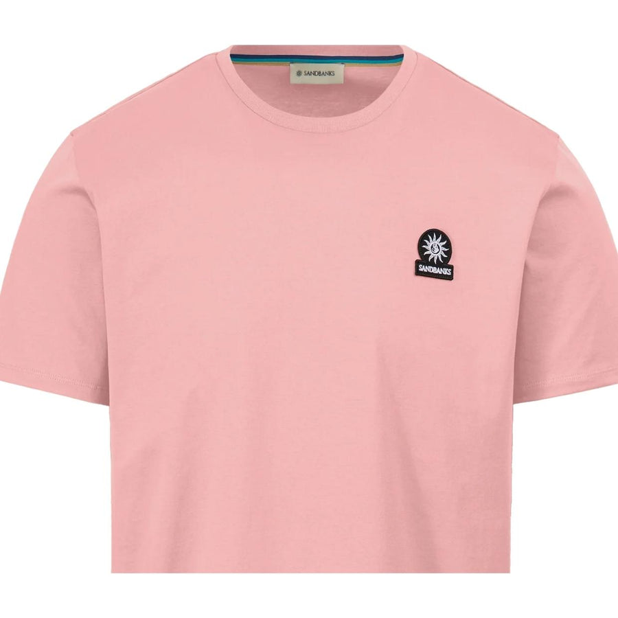 Sandbanks Logo Badge Slim Fit Dusty Pink T-Shirt