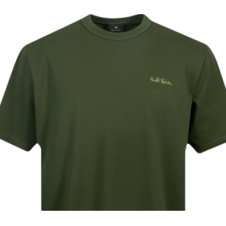Paul Smith Embroidery Logo Oversized Fit Green T-Shirt