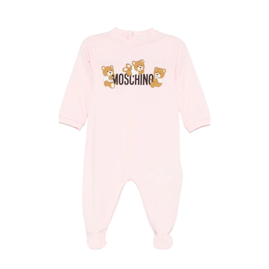 Moschino Baby Print Logo Pink Babygrow