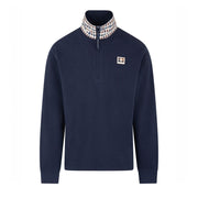 Aquascutum Active Heavy Piquet Collar Zip Navy Polo Sweatshirt