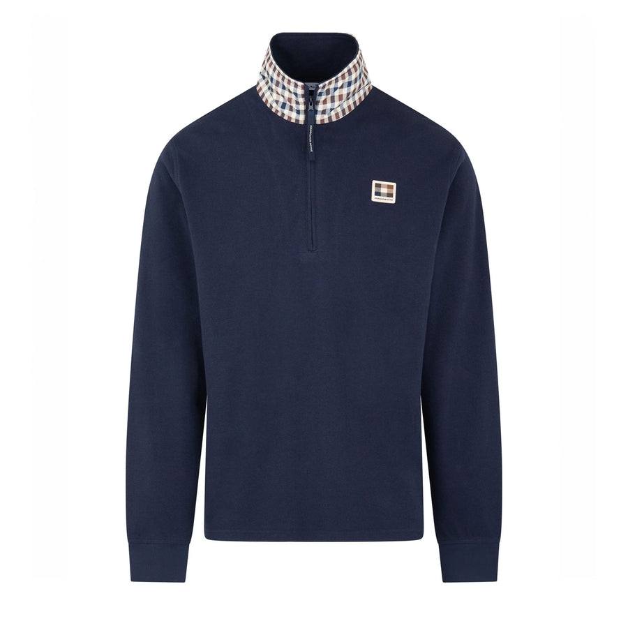 Aquascutum Active Heavy Piquet Collar Zip Navy Polo Sweatshirt