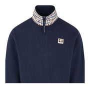 Aquascutum Active Heavy Piquet Collar Zip Navy Polo Sweatshirt
