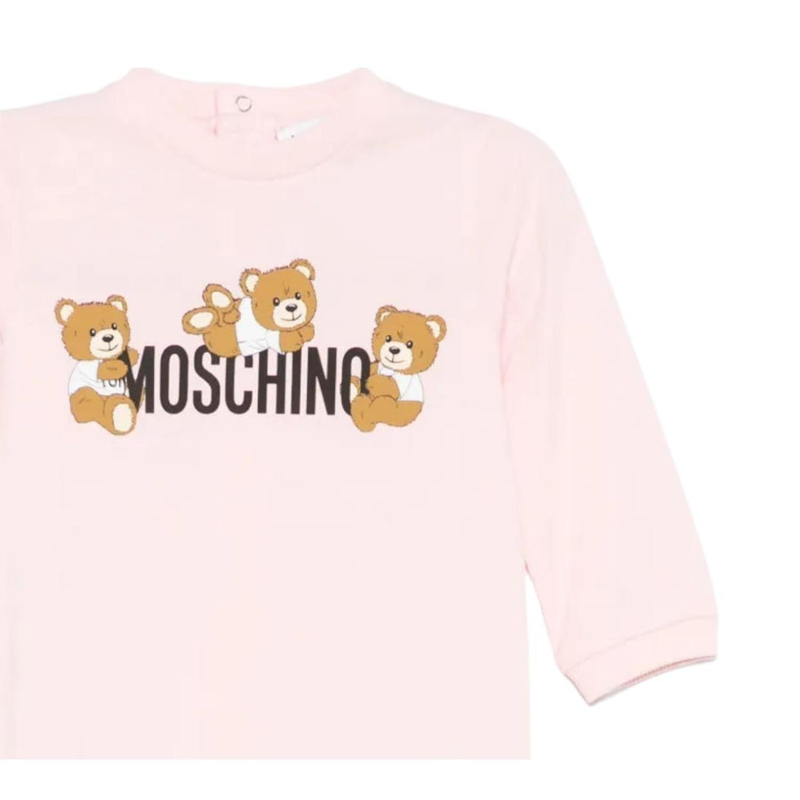 Moschino Baby Print Logo Pink Babygrow