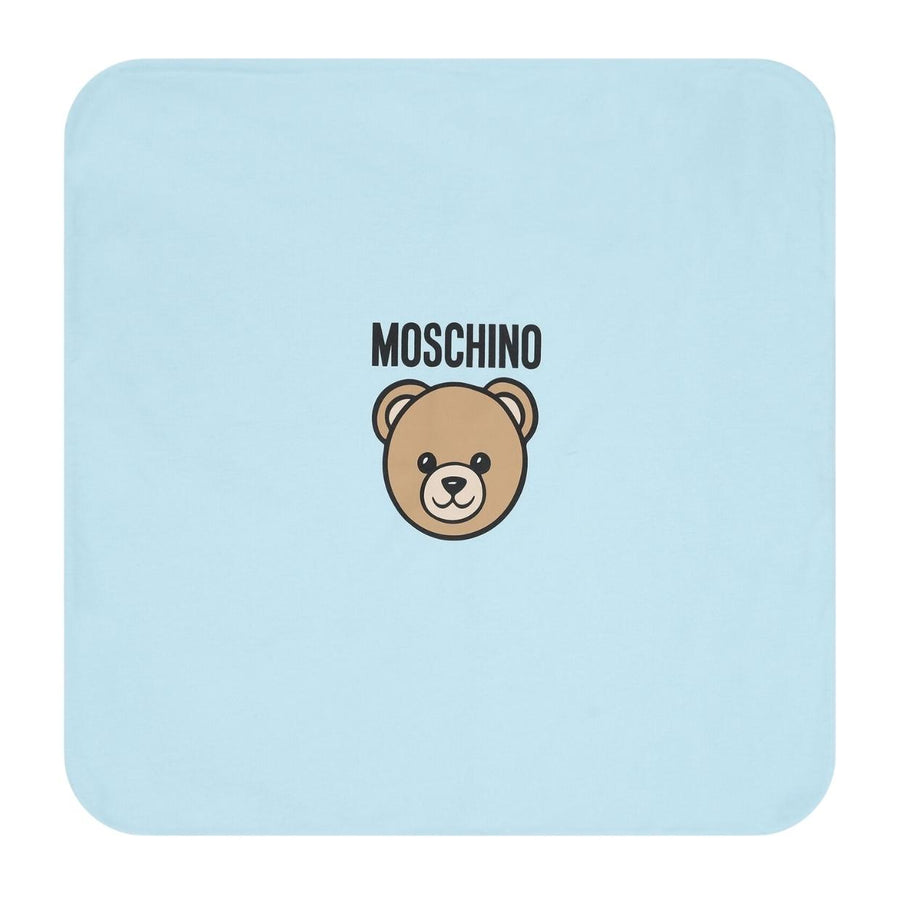 Moschino Baby Print Teddy Bear Sky Blue Blanket