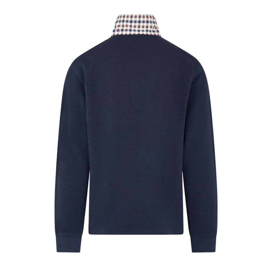 Aquascutum Active Heavy Piquet Collar Zip Navy Polo Sweatshirt