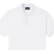 Emporio Armani Stretch Pique Embroidered Eagle Off-White Polo Shirt