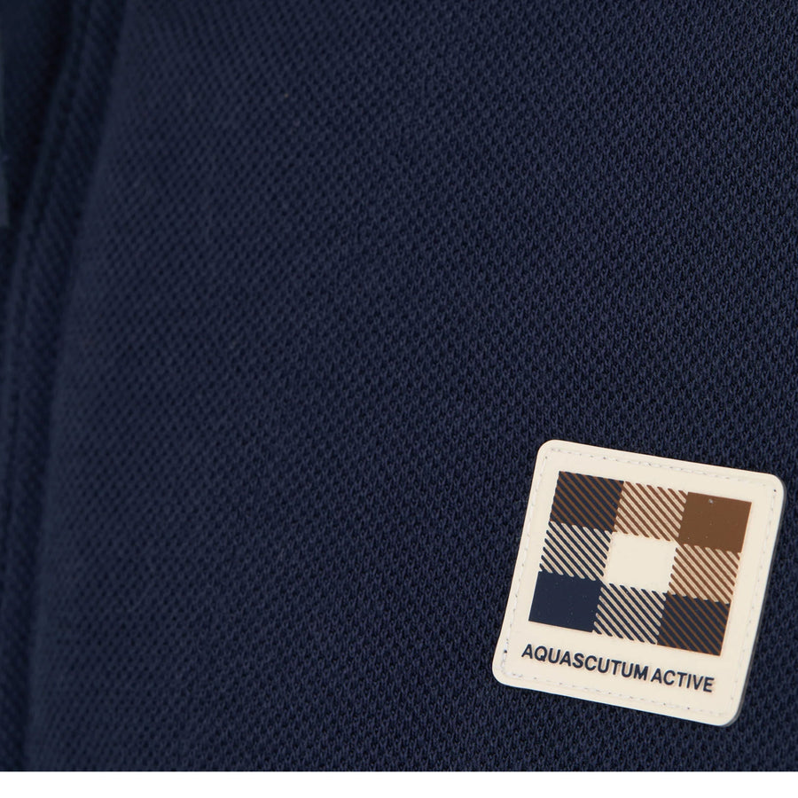 Aquascutum Active Heavy Piquet Collar Zip Navy Polo Sweatshirt