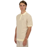 Sandbanks Three-Button Knitted Oat Stone Polo Shirt