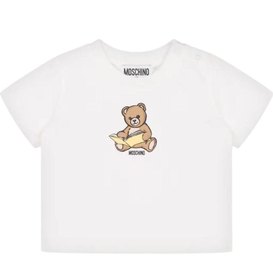 Moschino Baby Teddy Bear Print Off-White T-Shirt