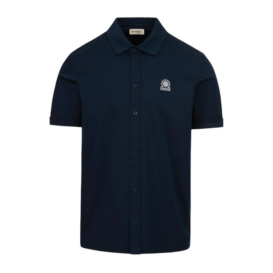 Sandbanks Full-Button Interlock Navy Shirt