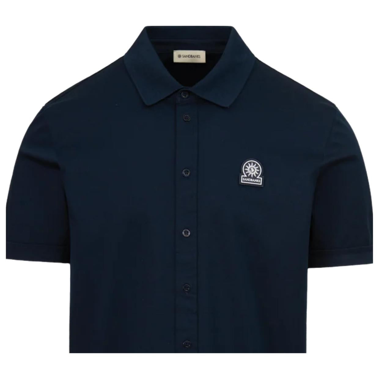 Sandbanks Full-Button Interlock Navy Shirt