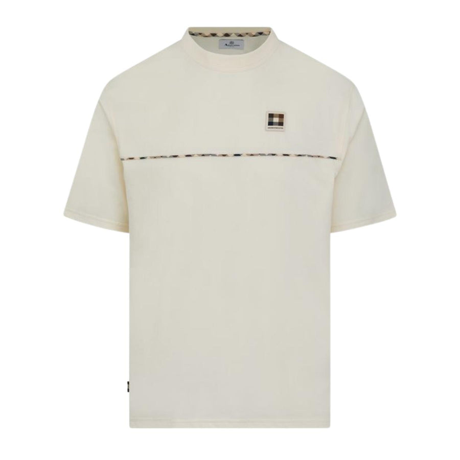 Aquascutum Active Club Check Piping White T-Shirt