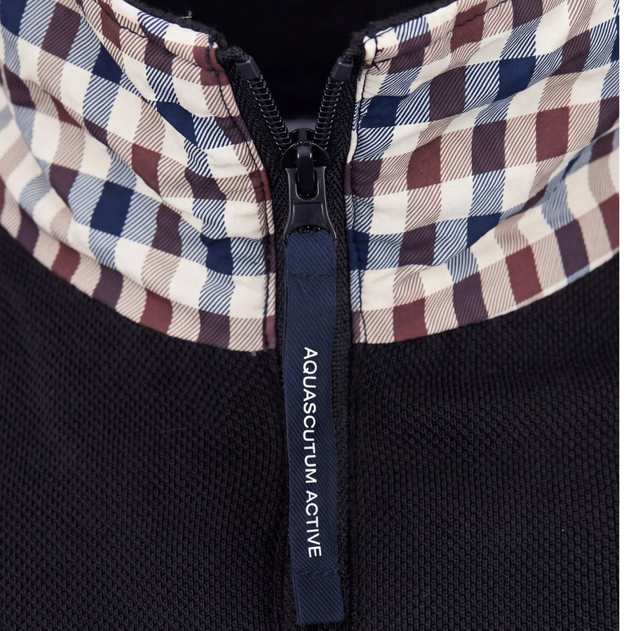 Aquascutum Active Heavy Piquet Collar Zip Black Polo Sweatshirt