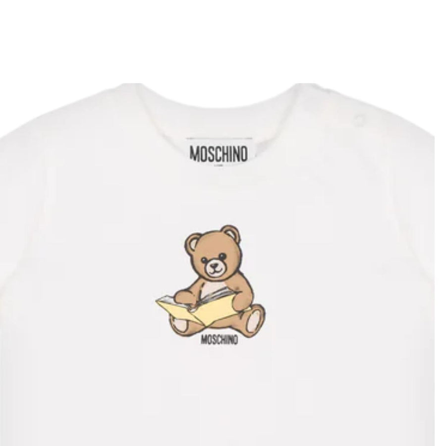Moschino Baby Teddy Bear Print Off-White T-Shirt