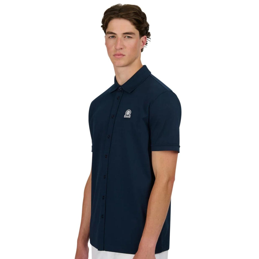 Sandbanks Full-Button Interlock Navy Shirt