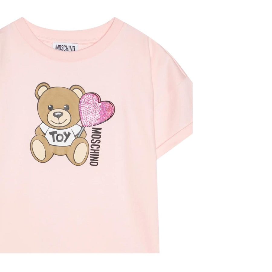 Moschino Kids Printed Logo Teddy Bear Pink Dress