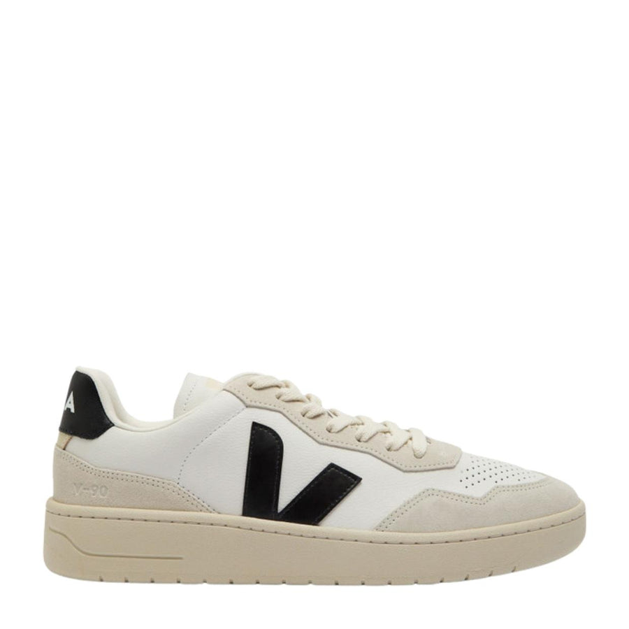 VEJA V-90 O.T. White & Black Leather Trainers