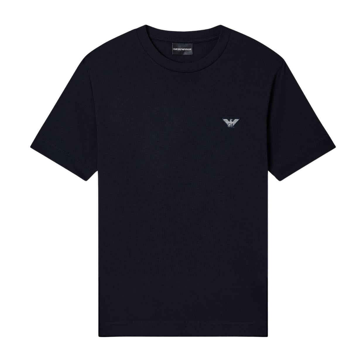 Emporio Armani Embroidered Slim Fit Cotton Jersey Dark Navy T-Shirt