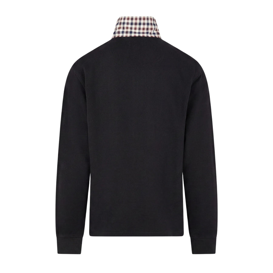 Aquascutum Active Heavy Piquet Collar Zip Black Polo Sweatshirt