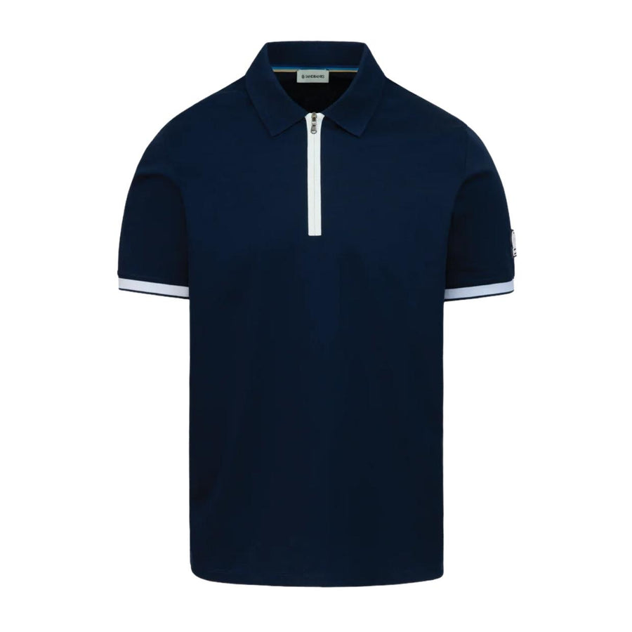 Sandbanks Silicone Zip Navy Polo Shirt