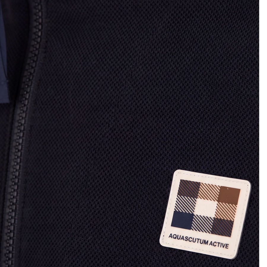 Aquascutum Active Heavy Piquet Collar Zip Black Polo Sweatshirt