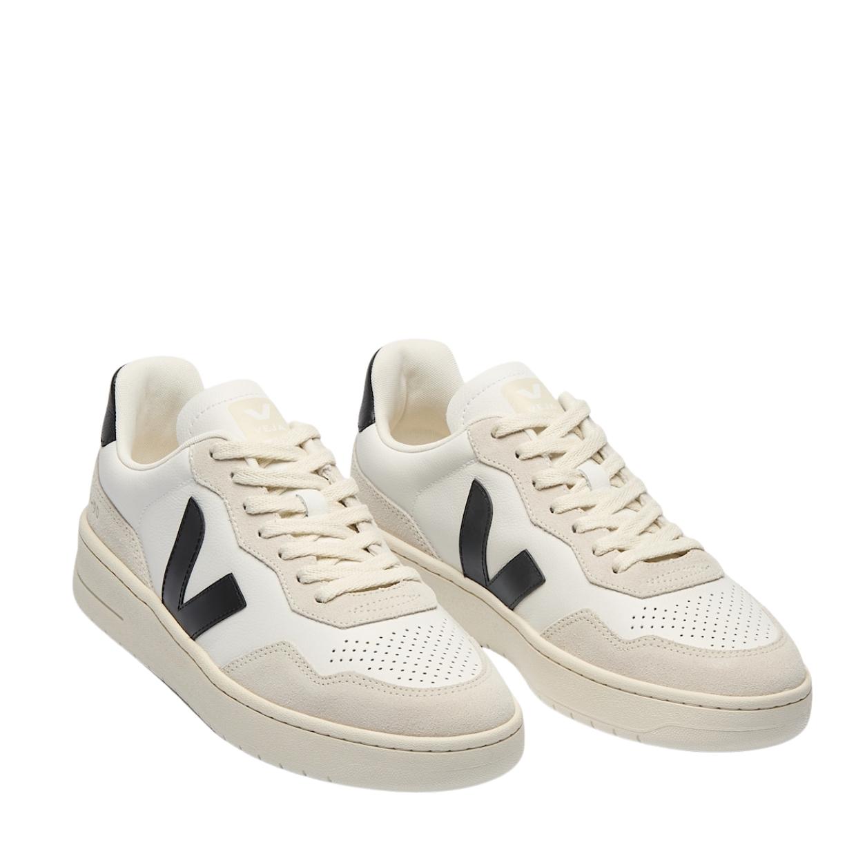 VEJA V-90 O.T. White & Black Leather Trainers