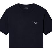 Emporio Armani Embroidered Slim Fit Cotton Jersey Dark Navy T-Shirt